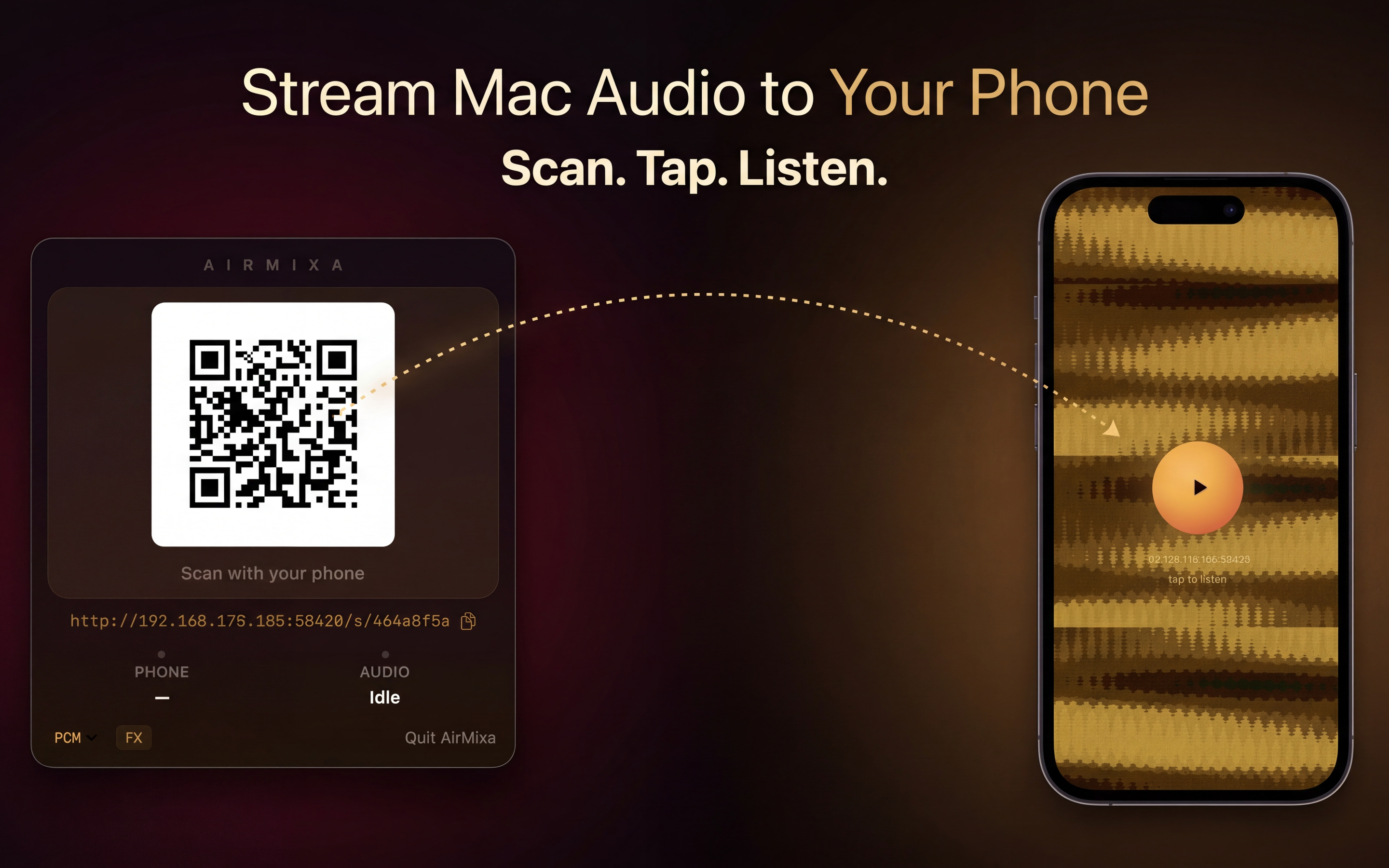Scan the QR code with your phone to connect.