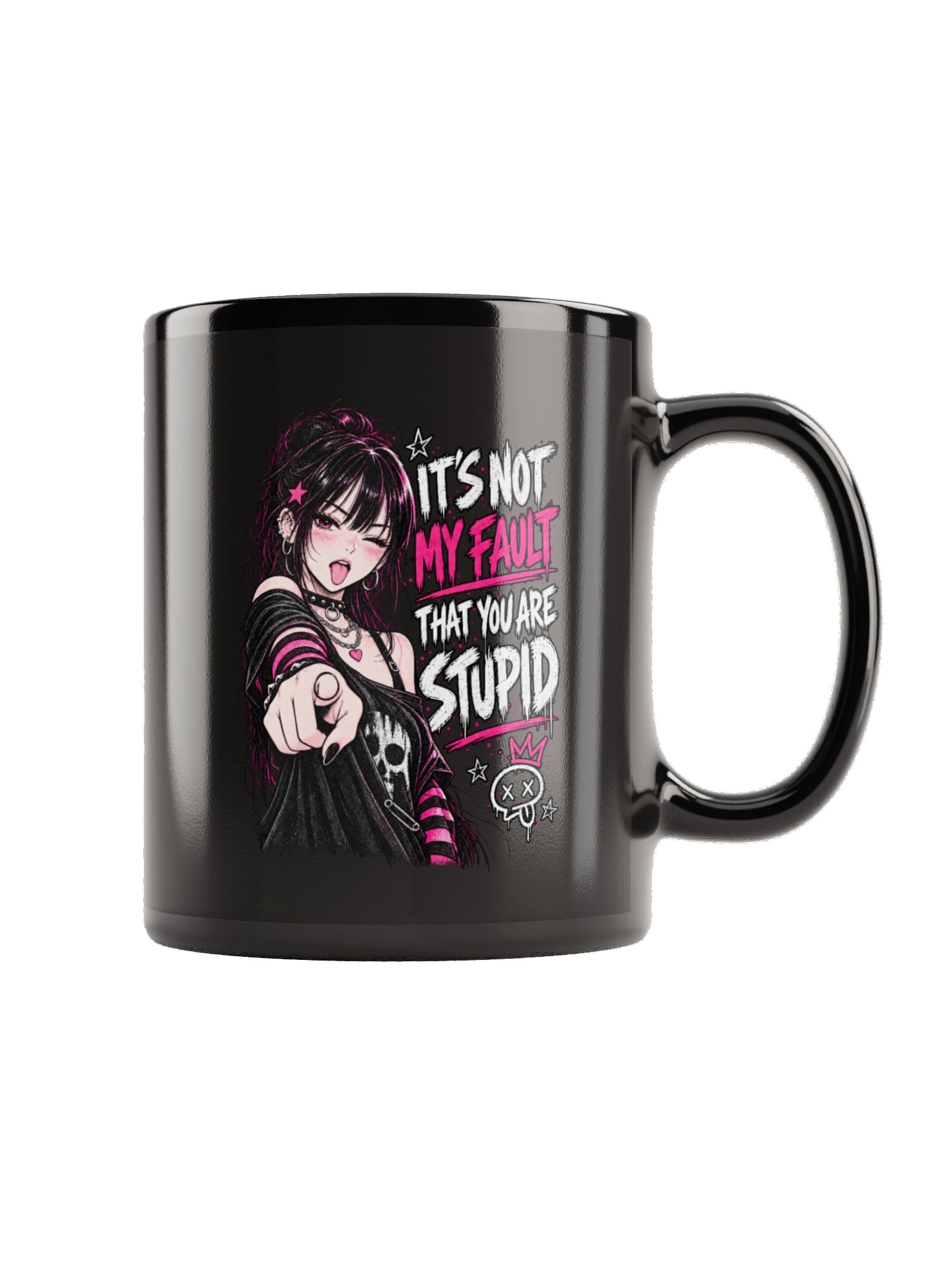 Both Sides of Stupid Black glossy mug, You Are / side